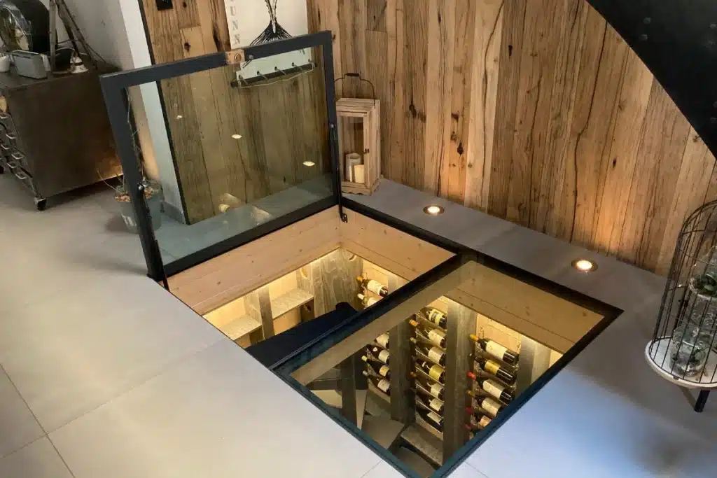 Cave à vin enterée avec trappe transparente