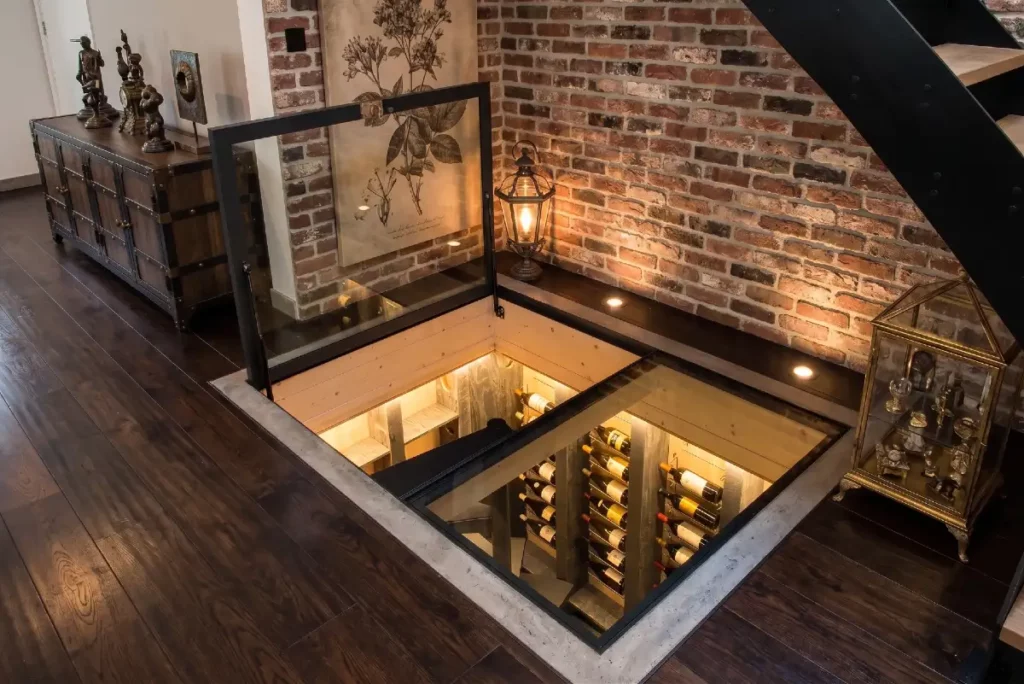 Cave à vin enterrée avec trappe verre