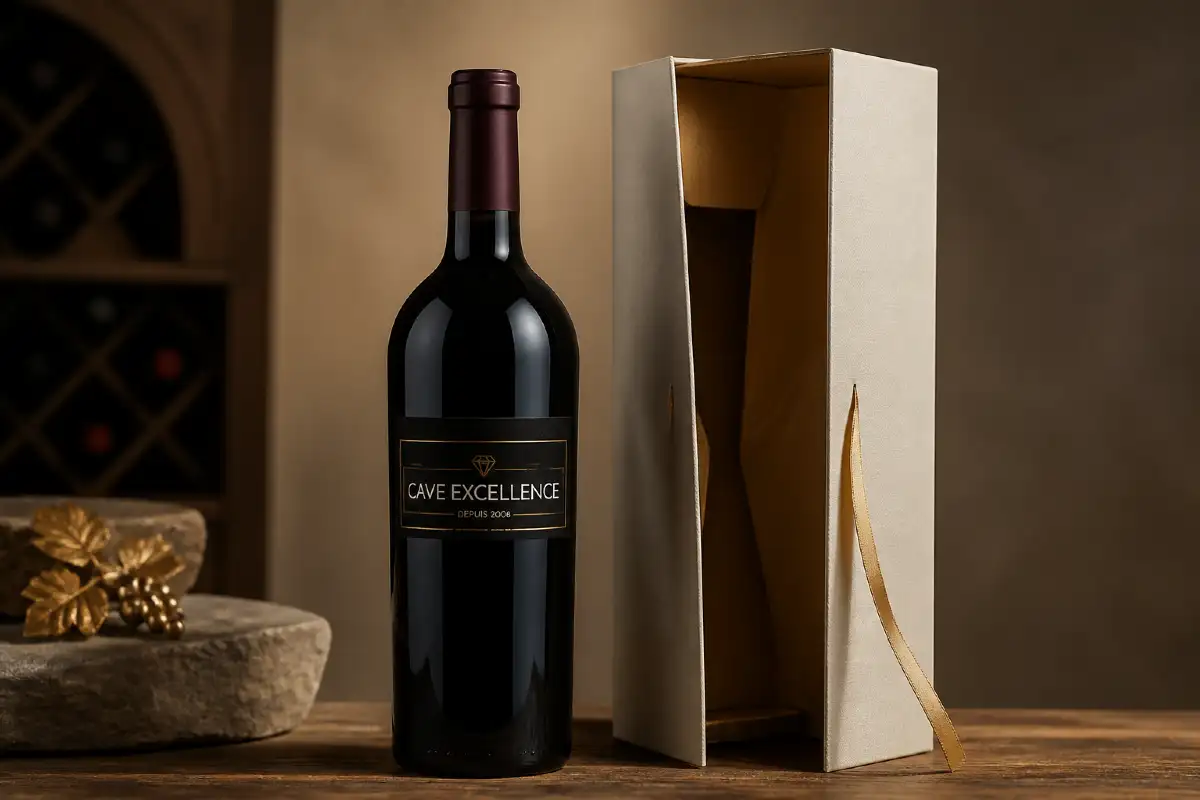Bouteille de vin personnalisée avec le logo Cavexcellence